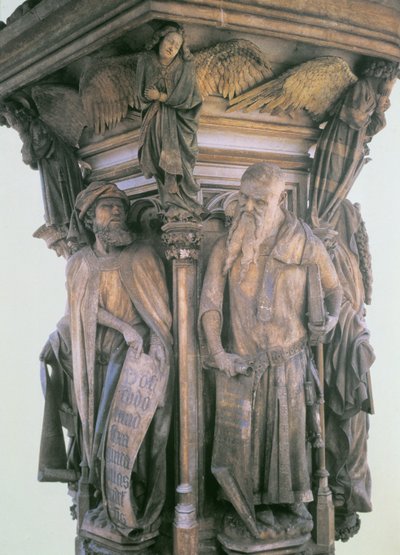 Daniel und Jesaja im Streit, vom sechseckigen Sockel des Brunnens von Moses, 1395-1404 von Claus and Malouel, Jean Sluter